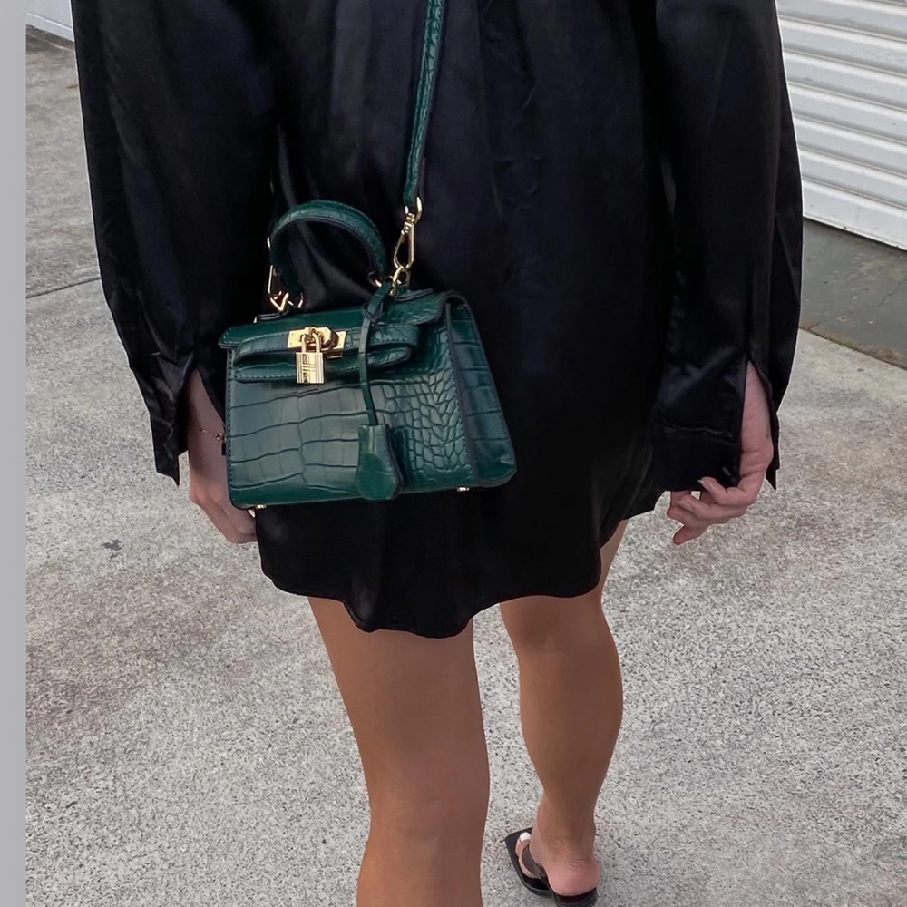 NWT Princess Polly Peta & Jain Hedi Mini Top Handle Bag in Green Croc